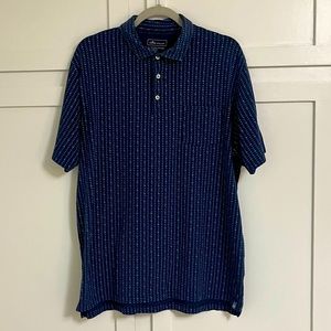 Peter Millar Men's polo shirt with sea shells. 92% cotton, 8% spandex. Size L.